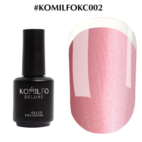 Komilfo KC Glitter French Base Collection №KC002 (светло-розовый с серебряным микроблеском), 15 мл