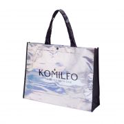 Сумка  Komilfo 39*29*10 см, серебро, голограмма