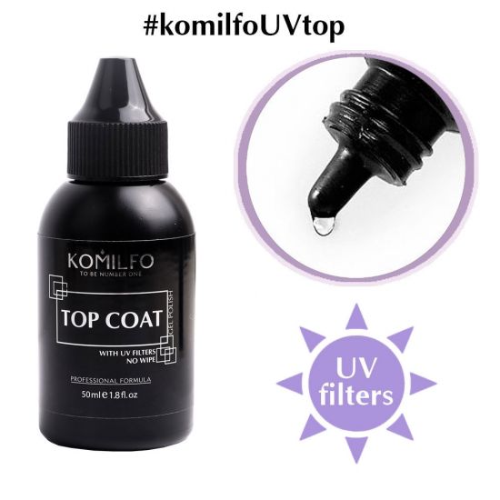 Komilfo Top Coat - gel polish fixer WITHOUT sticky layer with UV filters, 50 ml