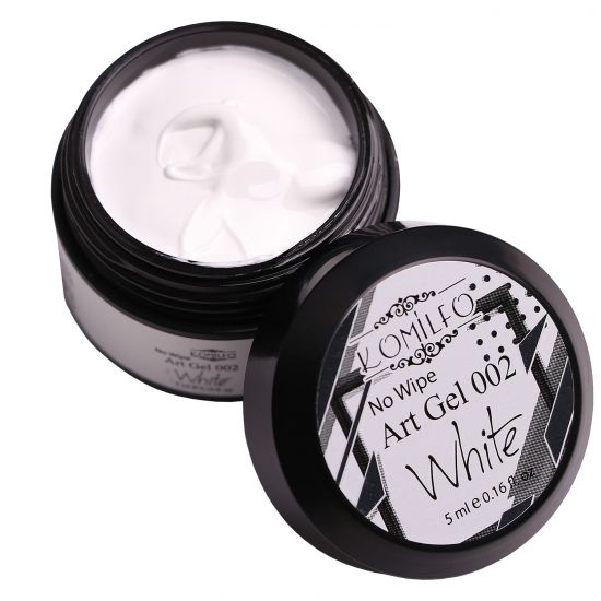  Art gel voluminous WITHOUT sticky layer Komilfo No Wipe Art Gel White 002 (white), 5 ml