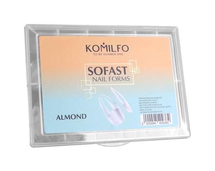 Komilfo SoFast Nail Forms Almond - гелеві тіпси для нарощування, мигдаль 240 шт