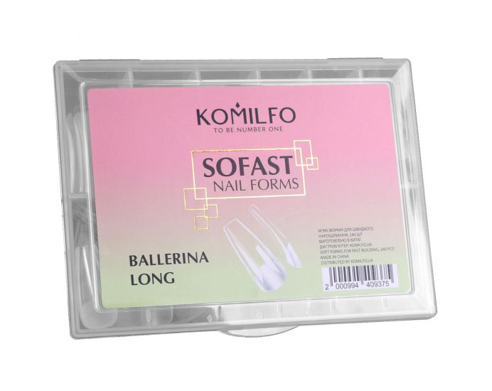 Komilfo SoFast Nail Forms Ballerina Long - гелеві тіпси для нарощування, балерина подовжена 240 шт