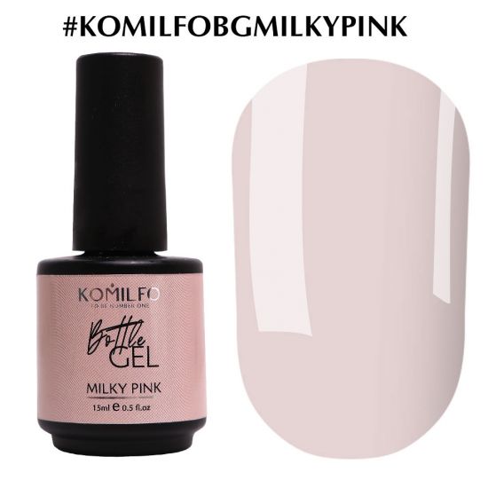 Komilfo Bottle Gel Milky Pink с кисточкой, 15 мл