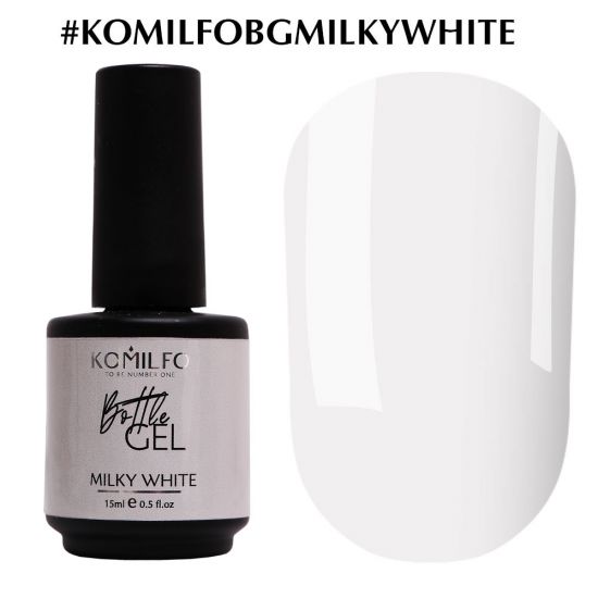 Komilfo Bottle Gel Milky White с кисточкой, 15 мл