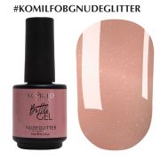Komilfo Bottle Gel Nude Glitter With Brush, 15 ml