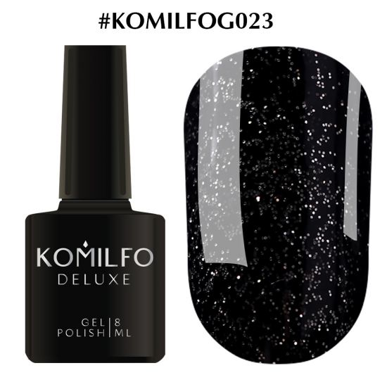 Гель-лак Komilfo DeLuxe Series №G023 (черный, серебристый микроблеск) 8 мл