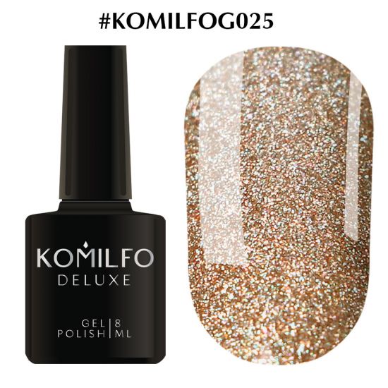 Гель-лак Komilfo DeLuxe Series G025 (светло-коричневый с разноцветными блестками) 8 мл