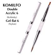 Кисть Komilfo Double Acrylic 6 (Kolinsky)/Gel flat 6 (Nylon) Кисть Komilfo Double Acrylic 6 (Kolinsky)/Gel flat 6 (Nylon)