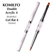 Кисть Komilfo Double Acrylic 4 (Kolinsky)/Gel flat 4 (Nylon) Кисть Komilfo Double Acrylic 4 (Kolinsky)/Gel flat 4 (Nylon)