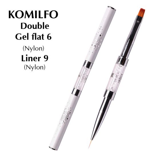 Кисть Komilfo Double Gel flat 6 (Nylon)/Liner 9 (Nylon)