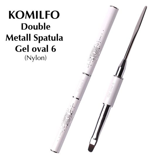 Кисть Komilfo Double Metall Spatula/Gel oval 6 (Nylon)