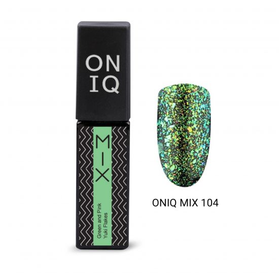 ONIQ GEL LACQUER 104 MIX: Green and Pink Yuki Flakes 6ML