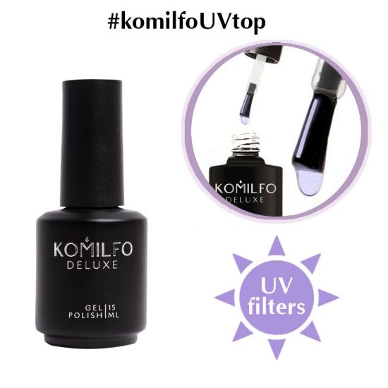 Komilfo Top Coat - gel polish fixer WITHOUT sticky layer with UV filters, 15 ml