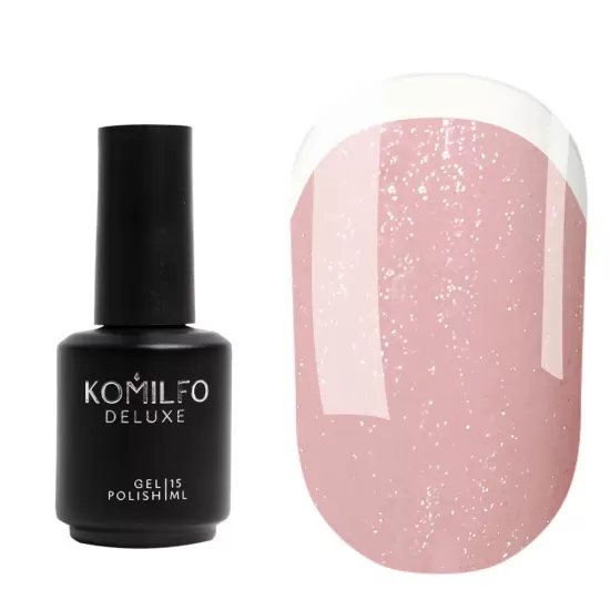 Komilfo KC Glitter French Base Collection №KC004 (beige-pink with silver micro-shine) 8 ml