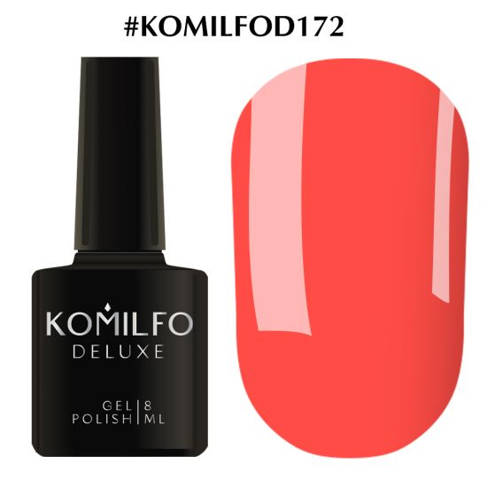 Гель-лак Komilfo Deluxe Series №D172 (яркий, насыщенный оранжево-коралловый, неоновый) 8 мл