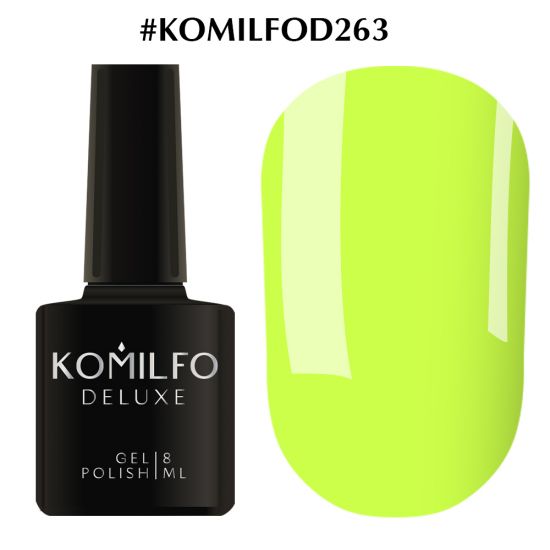 Гель-лак Komilfo Deluxe Series №D263 (насыщенный, кислотно-желтый, эмаль) 8 мл