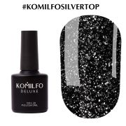 Komilfo No Wipe Silver Top топ БЕЗ липкого слоя с серебряным микроблеском, 8 мл