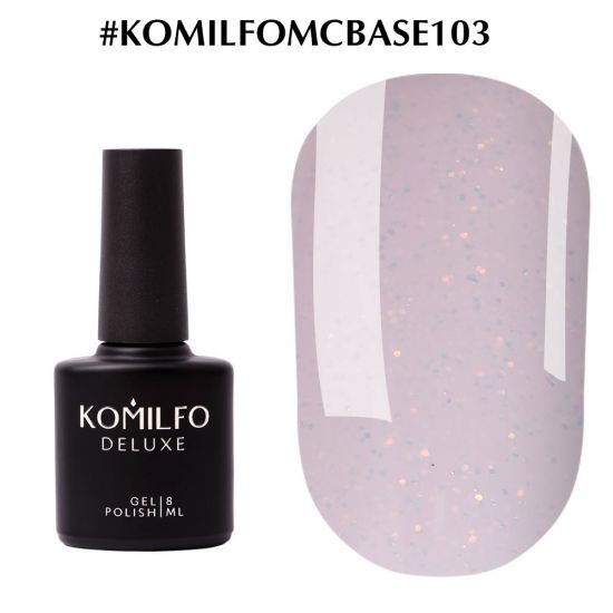 Komilfo Moon Crush Base 103 base milky pink, gold glitter, translucent, 8 ml