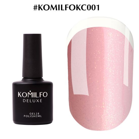 Komilfo KC Glitter French Base Collection №KC001 (светло-розовый с золотым микроблеском) 8 мл