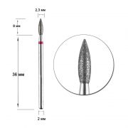 Фреза алмазная, пламя красное, диаметр 023 Фреза алмазная, пламя красное, диаметр 023