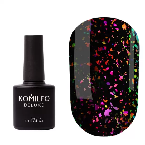 Komilfo No Wipe Chameleon Top - top without sticky layer with unicorn flakes, 8 ml