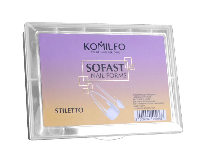 Komilfo SoFast Nail Forms Stiletto - гелеві форми для нарощувания, стілет 240 шт
