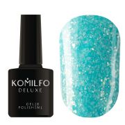Гель-лак Komilfo Spring Jazz SJ008 (яскравий блакитний з золотими блискітками), 8 мл