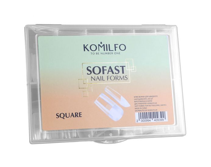 Komilfo SoFast Nail Forms Square - гелевые формы для наращивания, квадрат 240 шт