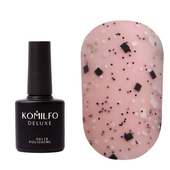 Komilfo No Wipe Matte Top Stone - matte top without PM with black and white elements, 8 ml